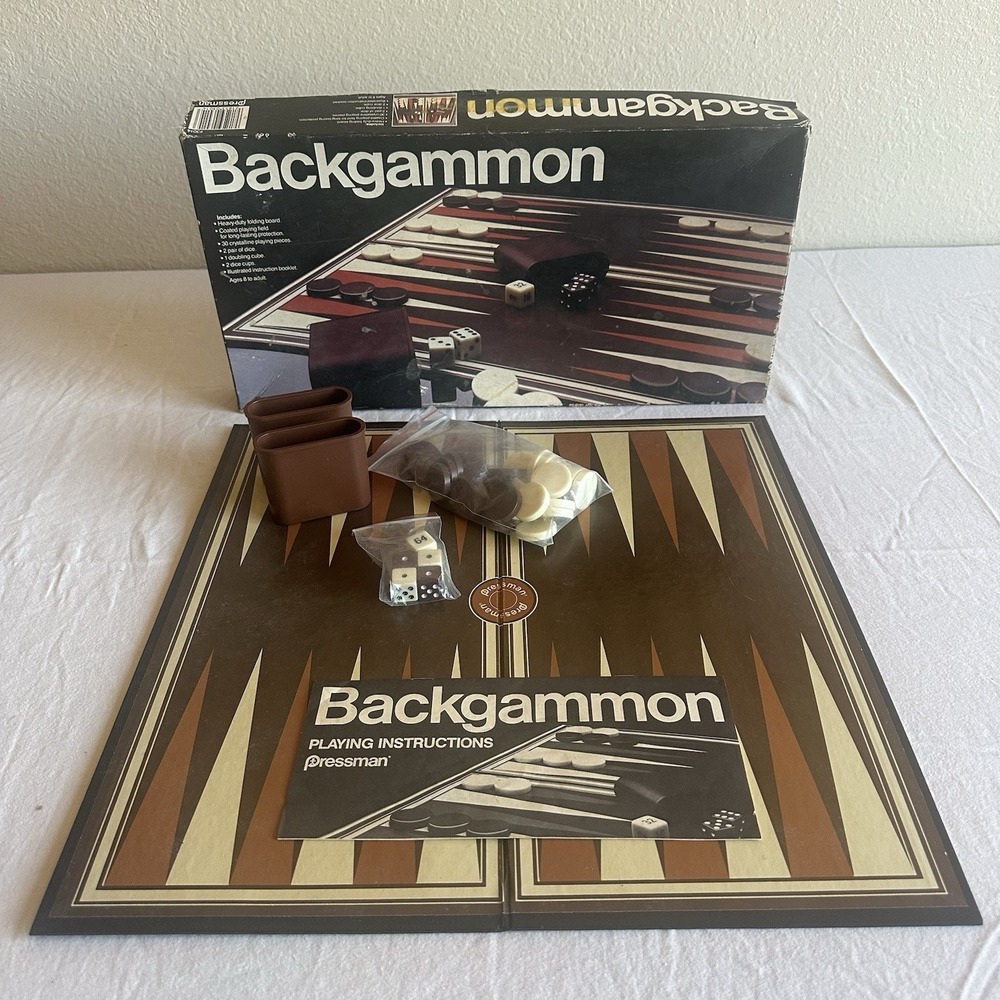 Vintage 1983 Backgammon Game Pressman 100% Complete #3014 Made in USA Family Fun